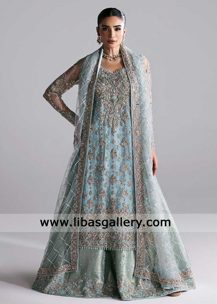 Regent St Blue Long Bridal Shirt with Sharara